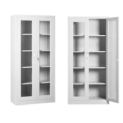 钢制办公文案件办柜铁皮柜玻璃档资料简易公储物柜双开室IOP门文