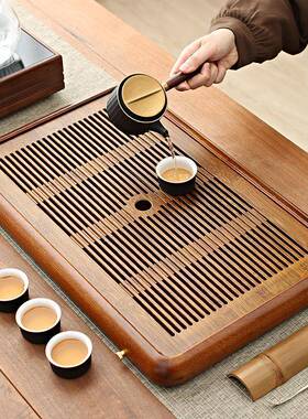 茶盘家用2025新干款小型高楠竹梨花梨木茶木组花合泡茶台托端盘储