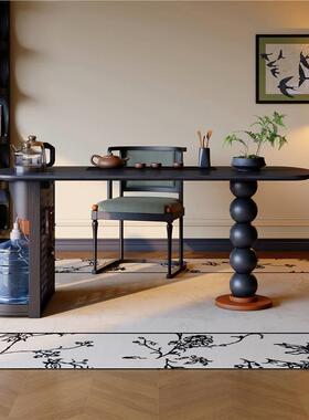 式复古茶一茶桌书桌一体两用桌烧水壶体嵌入式中古NZU风法家用茶