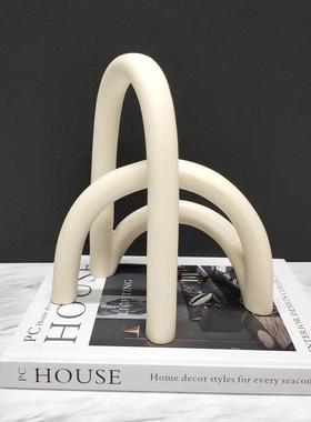 树简约现代白色脂透明饰水晶拱视形屏风创意摆件电OAH柜玄关书房