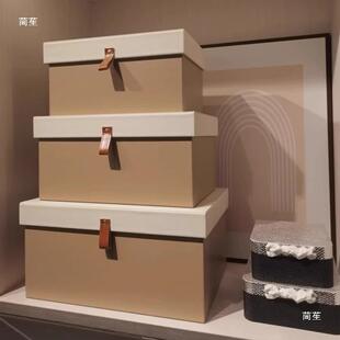 质储收纳盒样板间装 箱 衣帽间皮衣柜顶部收纳箱软皮革整理无品牌