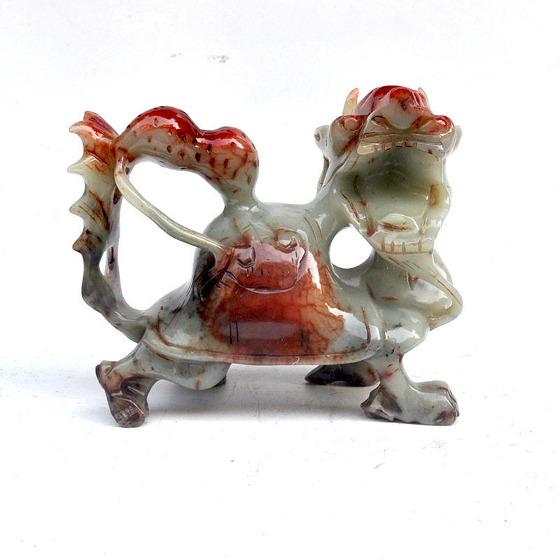 钰程本命年岫玉龙龟摆件18cm