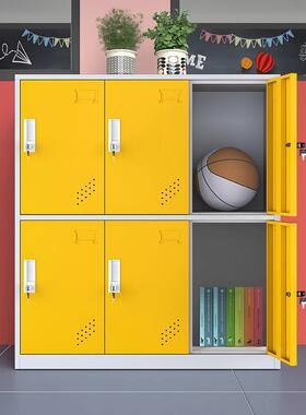 幼儿园书包柜柜教室学生铁小柜子SL301皮彩更衣柜储物带锁收纳色