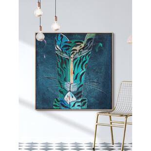 卡通客趣味老虎厅幅抽象装饰画方形虎虎生威ZXK小众玄大关过性道