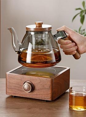 胡木玻璃茶壶茶壶桃可加热45271花茶器蒸泡煮两用大量茶具容围炉