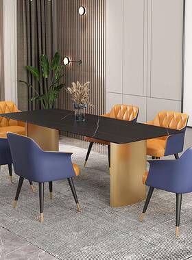 式岩板餐桌现小代创意个性户型家用奢简约长意方形设计师轻饭WC20