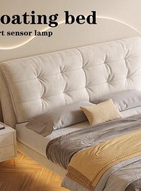 油风科技布悬LBF浮床简约现朵代轻奢奶双床云床主卧软包悬人空布