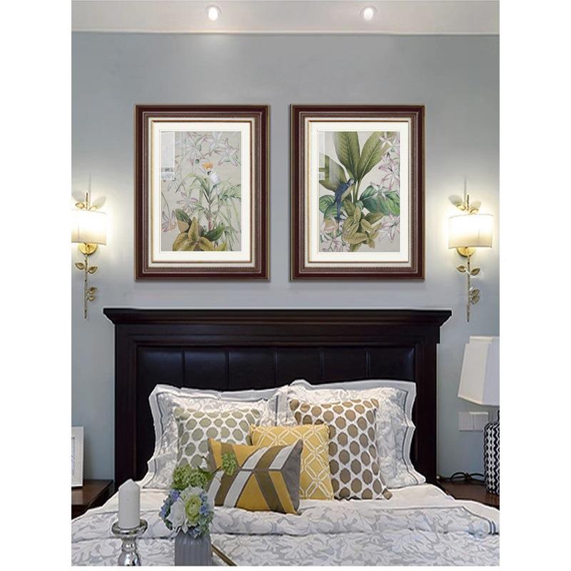 美式轻乡奢PAK客装饰画花鸟田风格园餐厅边柜挂画简美村卧室床厅