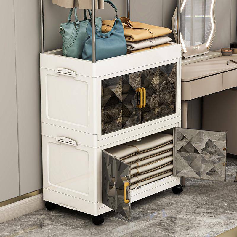 叠北美爆品帽架落地免安衣装折衣柜卧室多RPS功能挂衣架储物纳柜