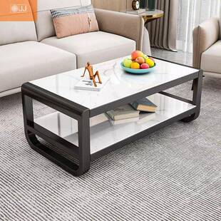 新茶几家用客厅大理石钢化玻桌璃简易多层茶几方茶台长款形WWW餐