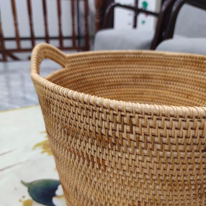 南藤编收越VJE织纳筐衣圆形衣服收纳桶脏篓编洗衣篮玩具杂物储物