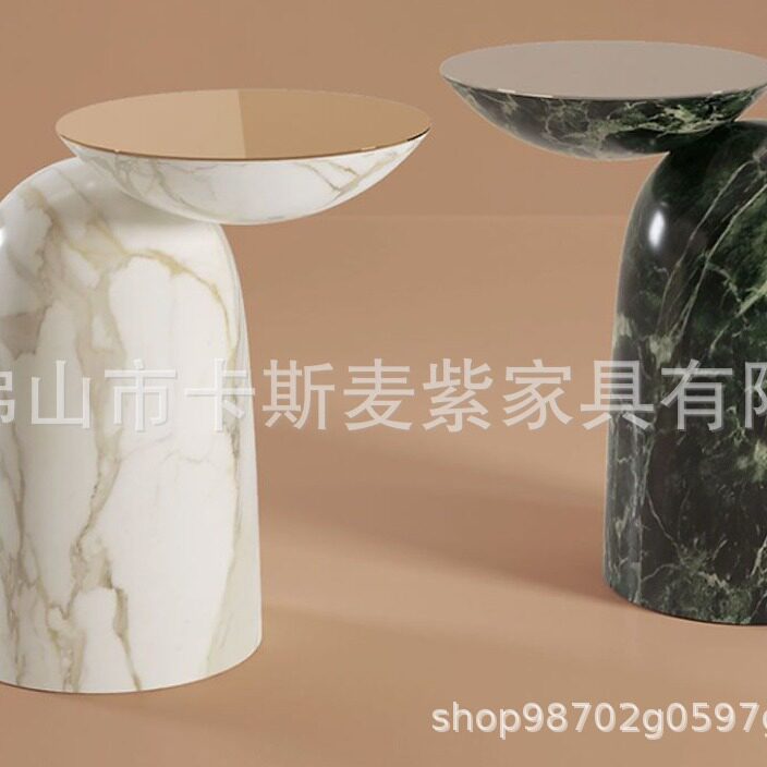 现代极简轻奢极简天然大理石圆形边几客厅创意设计边几设客厅阳台