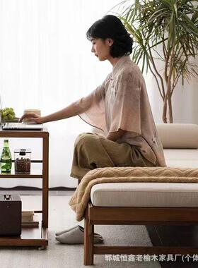 木贵妃椅新中式休室24613闲沙发床老榆木卧榻客厅躺椅贵妃老榆木
