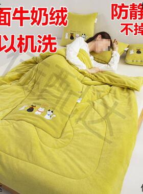 加抱厚枕被汽MEt4kHaB子两用车毛毯沙发靠垫枕头被办公睡室折叠午