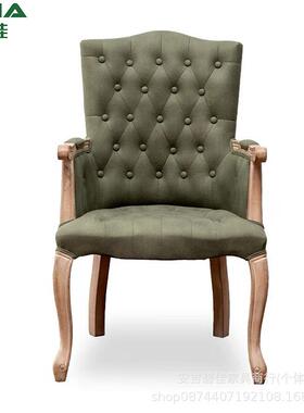 美式ZWE实木餐法式影老楼仿古椅脚欧式做旧书桌椅椅书房卧室虎复