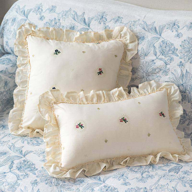 法式复古QVX客厅沙发枕抱靠垫感荷边色卧室床头纯靠枕腰叶枕