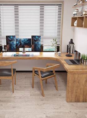 书家用L型512实拐角卧室学习写字桌房电脑桌办公工作台全桌木转角