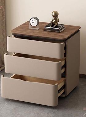 极简新款床实木床头柜家用卧室边柜现纳代简三抽加约宽收床头BQT