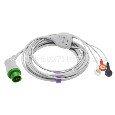 兼容BLT宝莱特M7000 M9500 M8000 12针扣式一体心电监护仪导联线