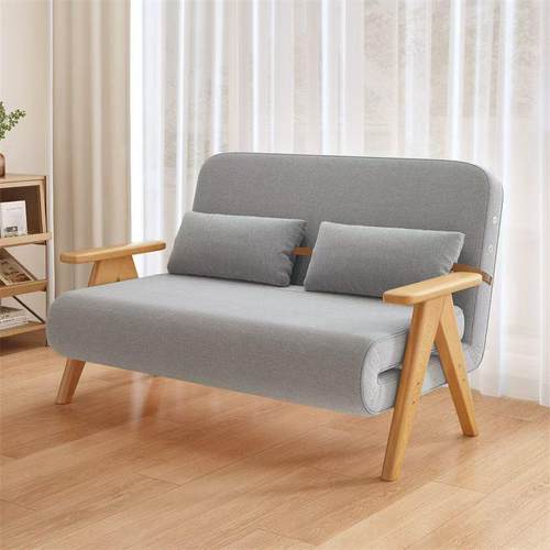 实木沙发床可折叠折叠沙发两用多功能阳台单人小户型客厅双人伸缩