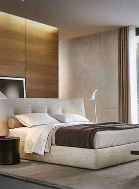 poliform极简布艺高靠背主卧1.8米小户型 RAVER设计师现代简约床