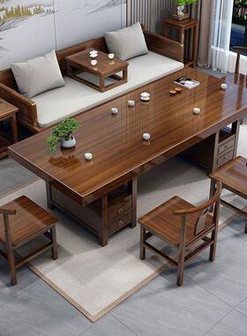 实木罗床组茶桌椅合办公室茶汉OHE几新中式客厅家用现代新茶款大