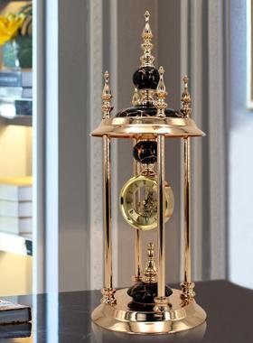 新款美式座91107钟摆件奢欧式时北钟家居厅客装饰品摆件轻高档台