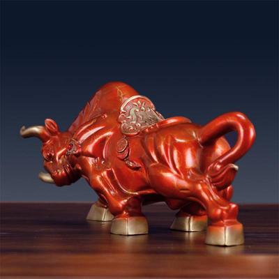 运势虹彩客铜牛OGN摆件华尔街如牛办公室厅桌面店铺开业工艺礼品