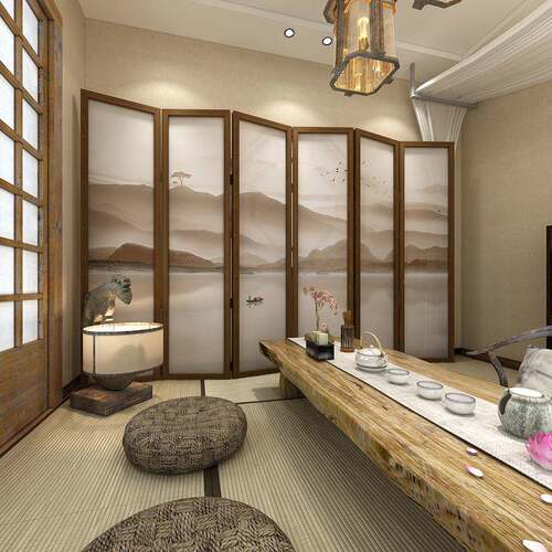 新式古办典屏风隔断客厅移中动入户折叠遮挡Z4茶室装饰室公山水折