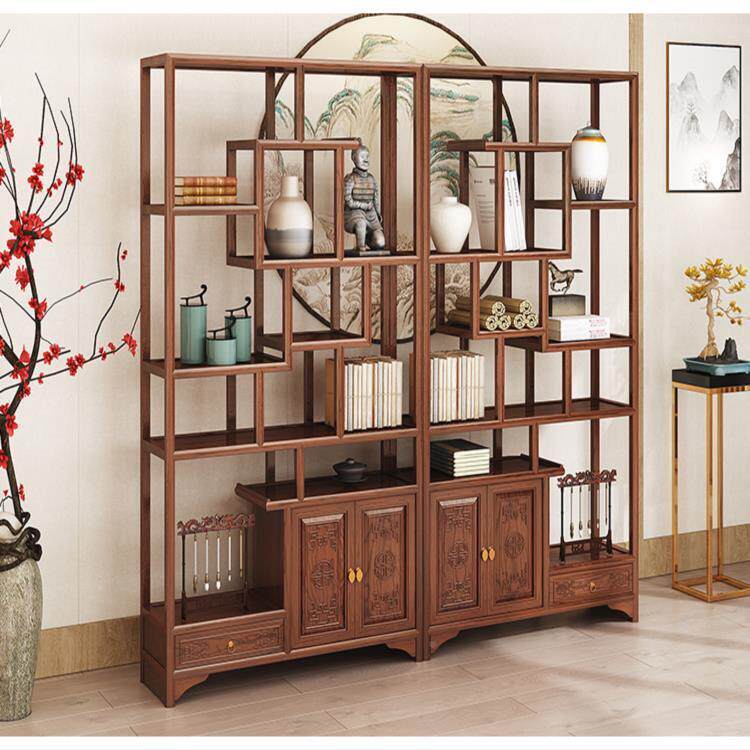 客厅中博古架仿古式董展示架茶叶架无品牌/木质古架榆木多宝阁置