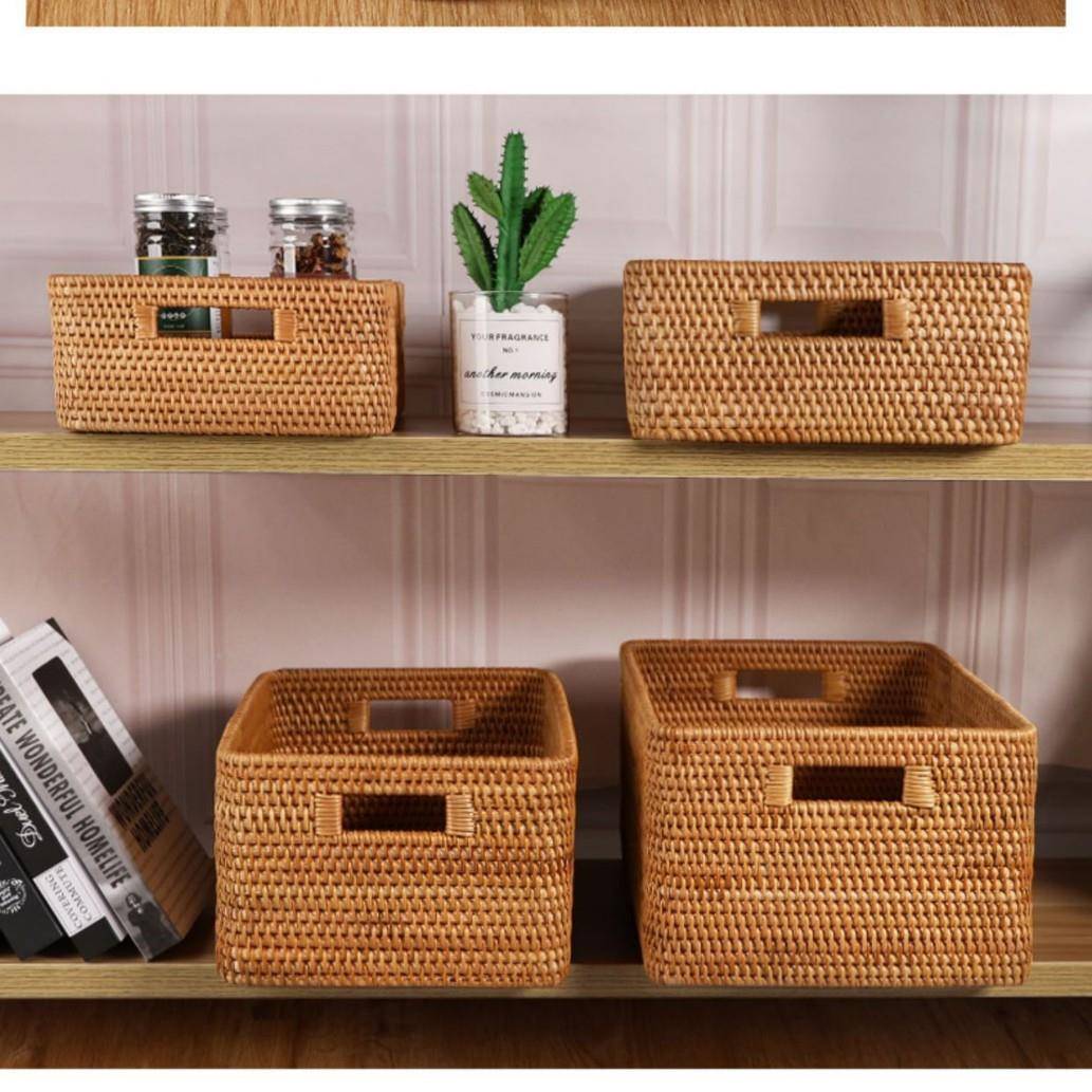 南藤编收筐纳024家桌用编织收纳篮茶几客越厅面水果盘竹编零食置