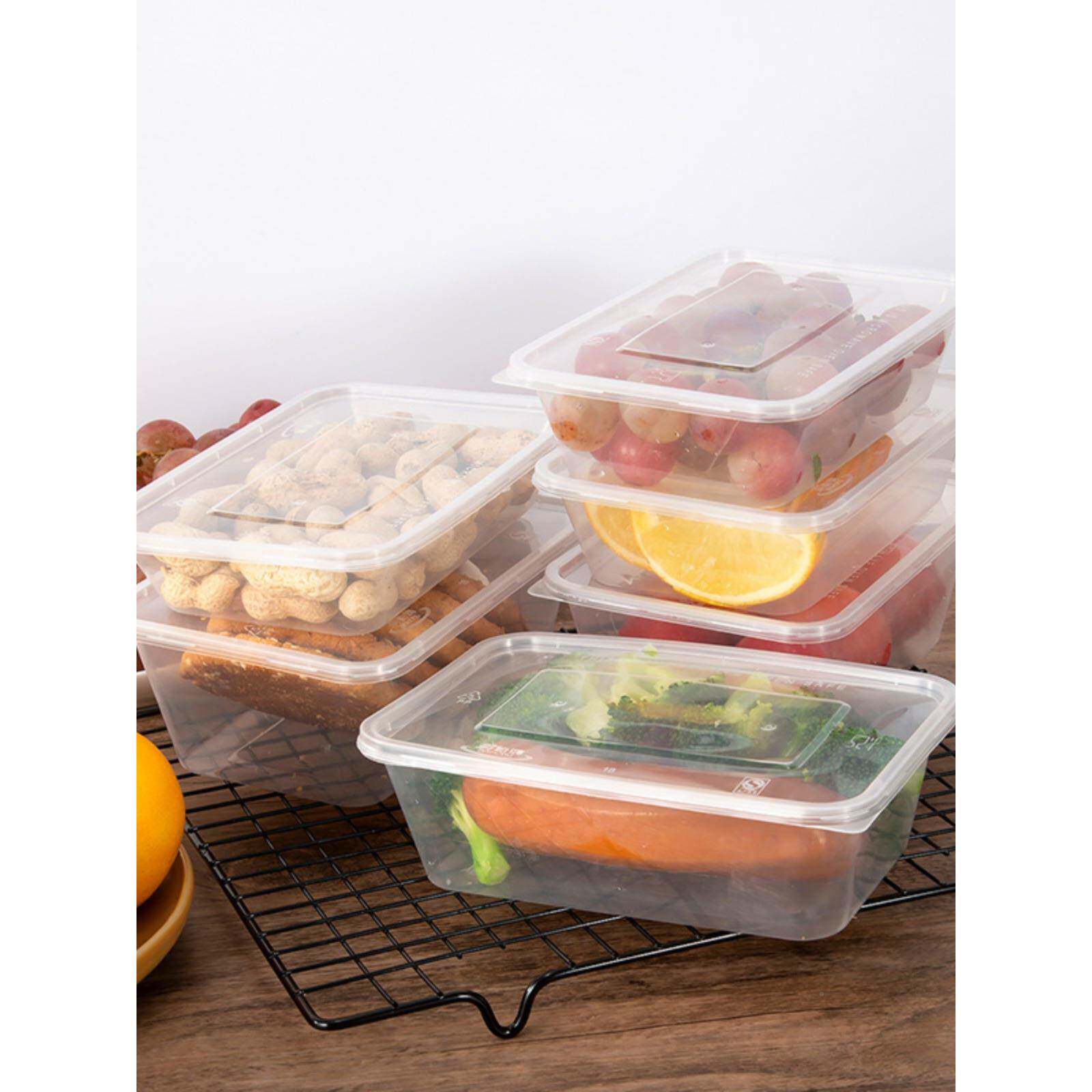 一F967T58T次商性餐盒长形用外卖打包方盒食品级用透明加厚带盖家