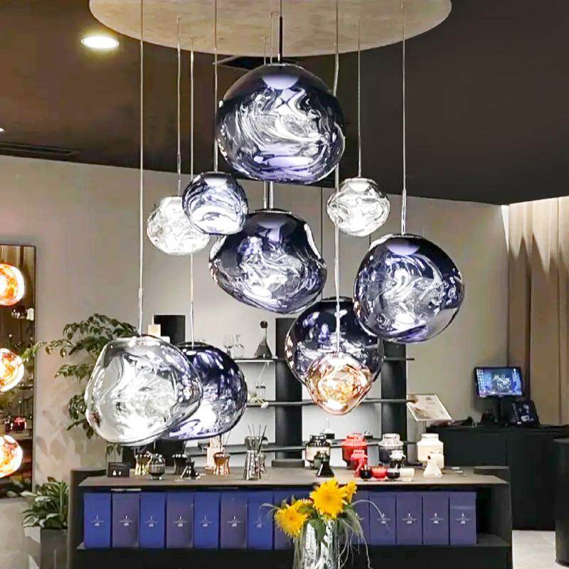 lof复t式熔岩别墅挑空客厅吊灯中灯空20新25款楼640梯灯后现代餐