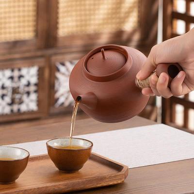 手工PNK砂陶铫侧红把壶泥跳盖煮水壶烧水壶电炉粗陶原矿煮茶功夫