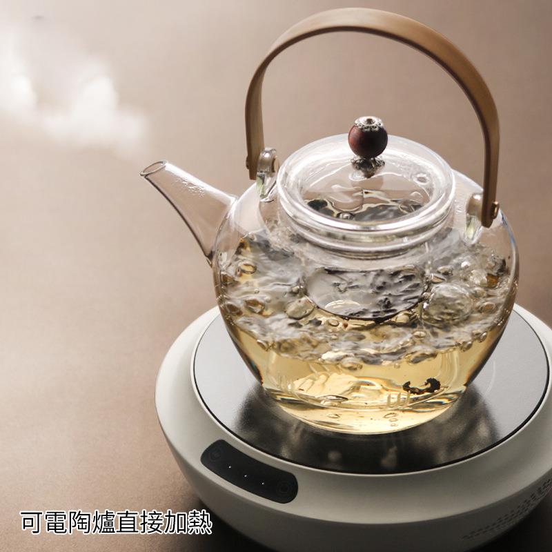 高温玻璃梁壶蒸茶壶网红围炉煮茶黑耐提茶普WEL洱烧水壶家用高档