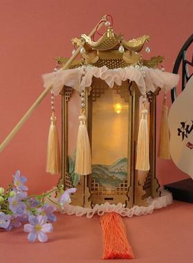 新款中式古古典手工制作六角宫灯千里江摄山发光手灯提WZS笼风拍