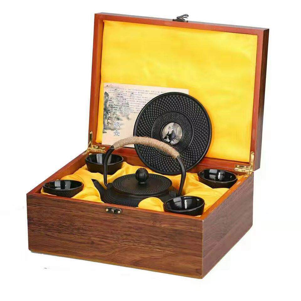 新卓9佳铸01铁茶壶装功夫茶生铁花茶具壶0.小丁套礼品套装一壶四