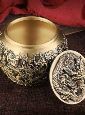 公办摆件黄GTZ桌茶叶铜罐