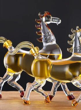 马形QCD泡酒瓶密封白酒高硼硅玻瓶造泡璃人参泡药酒瓶生肖型玻璃