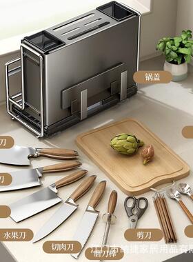 枪灰色厨房刀架置物架家用能刀DJ-2003H具筷多子笼架台面砧功板刀