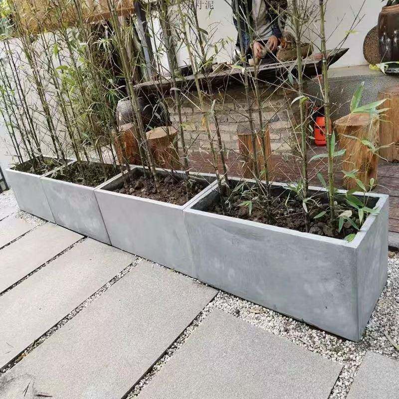水泥花盆型花箱782长形户外客商场简约欧式厅庭院绿大植镁泥方盆