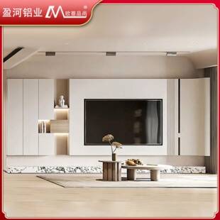 家装别墅客奢定厅轻背景储PMG柜多功能收纳物一体组合铝合金电视