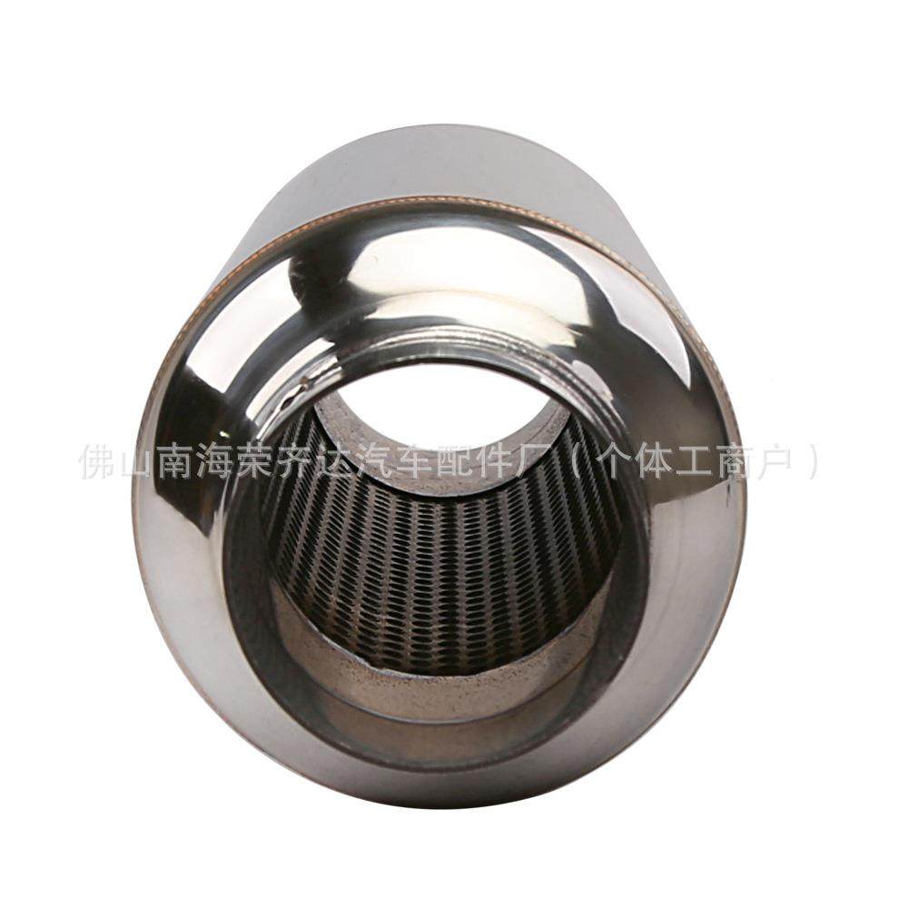 汽车不in63/76-6锈钢排气管段消音器口径3/7中16mm改装通用直排鼓