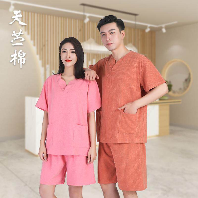 026年新款高档竹节棉泰式服桑拿蒸服汗浴服纯棉洗浴服男女2TMI套