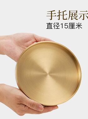 铜意香盘盘禅黄香底座托金色圆形铜OAN收托盘家居摆件首饰纳盘