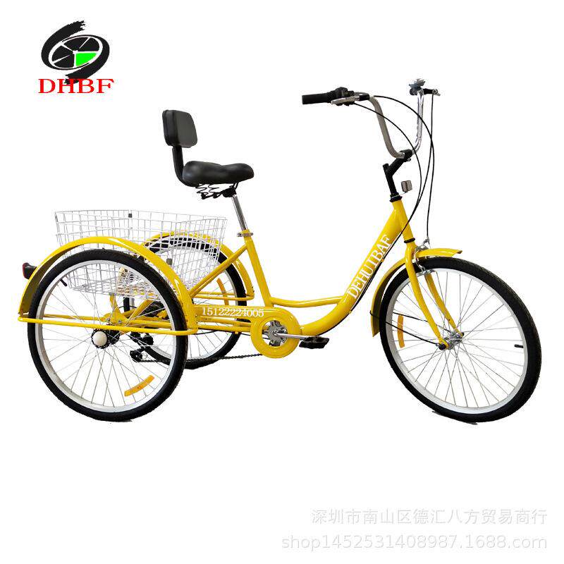 特价]人力三老年成人[24轮寸车变速三轮自行车24英寸7老人脚踩三