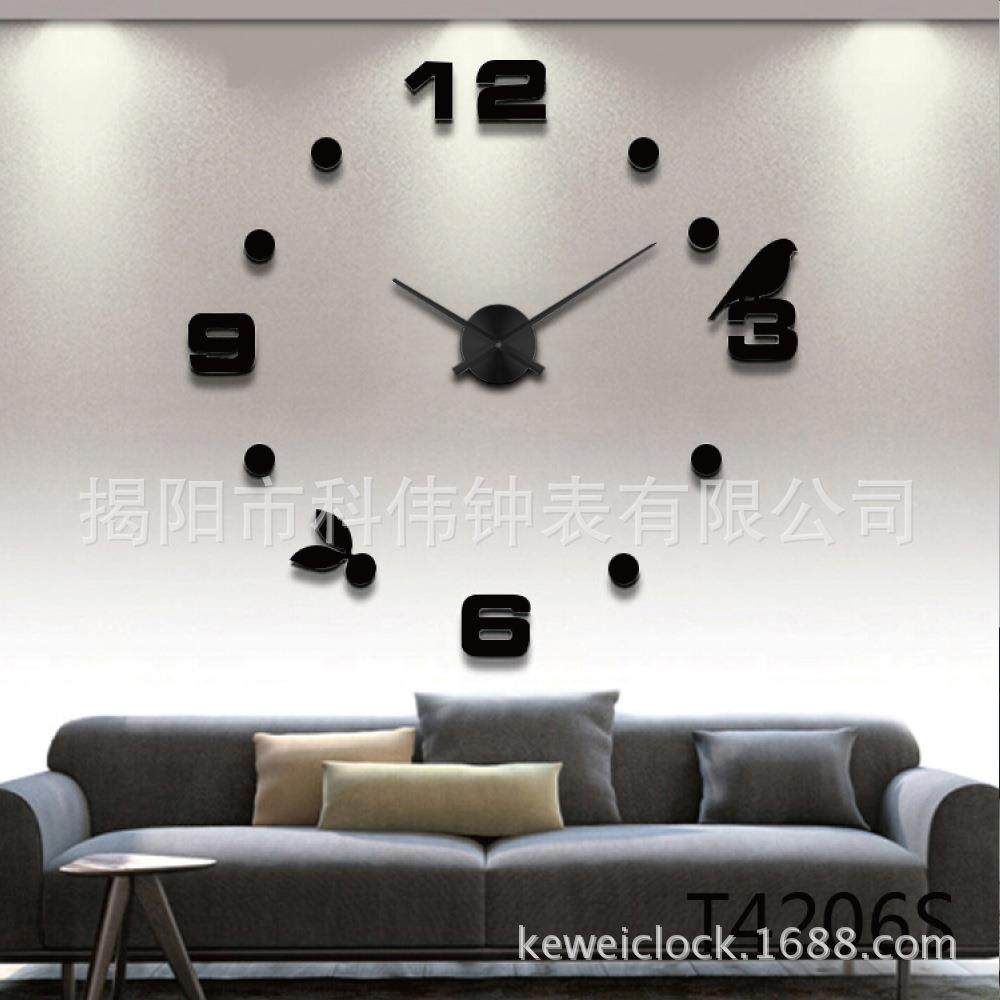 小鸟树约厅客挂钟艺简术钟表个叶性DT4206IY大钟墙贴时钟,家居饰品,挂钟,淘宝优惠券,粉丝福利购,淘宝优惠卷