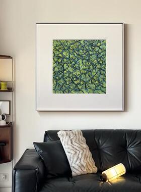 现代象抽宿客厅沙发背装饰al202511画绿色线条艺术抽景象酒店民床