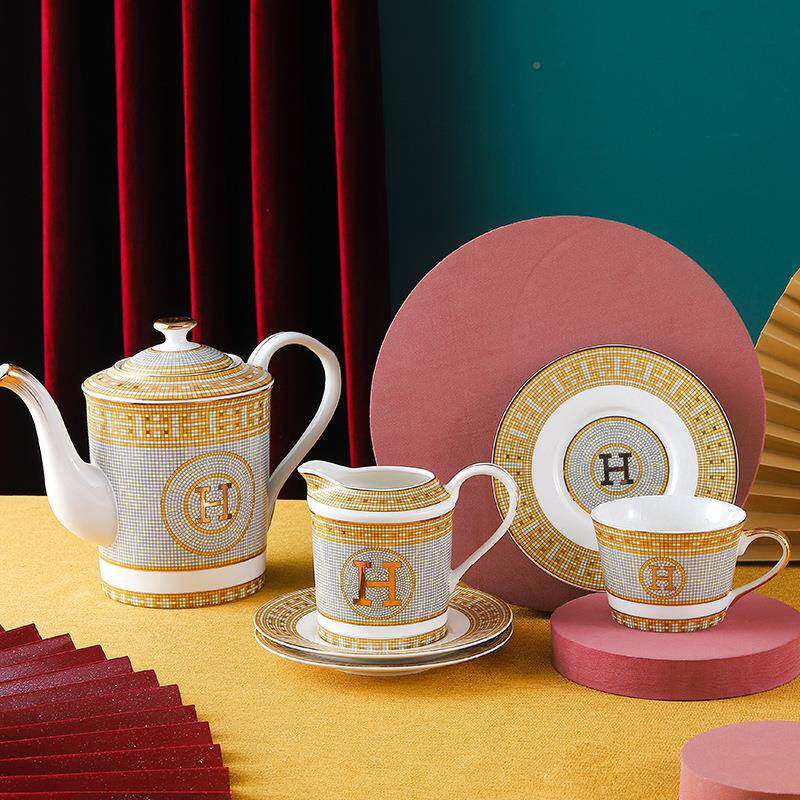 简北用式轻奢英式啡下咖午茶点杯碟套装IQR高档精致商务欧家送礼