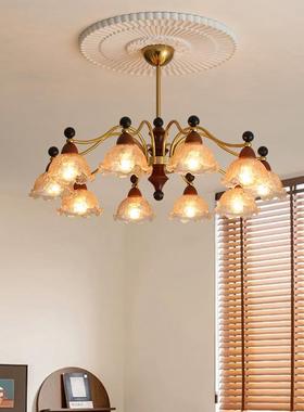 法式中古客厅灯洋吊风美式古复胡桃色实木卧室餐厅房间89047复古